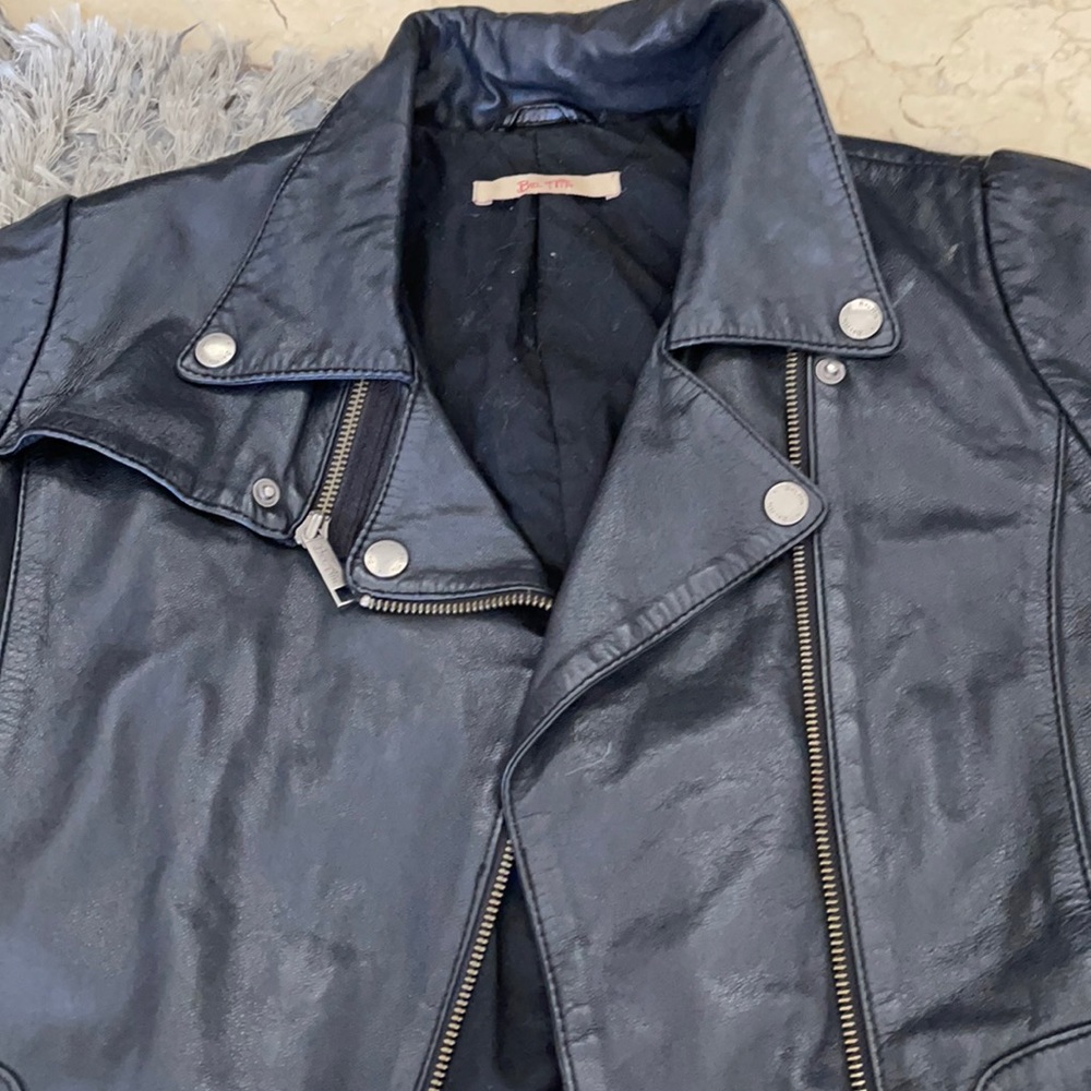 High end bel air leather moto jacket black s
